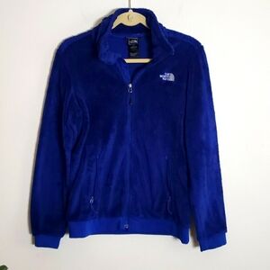 The North Face blue zip up fuzzy, teddy, fleece, gorpcore, women's size small.